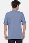 Shop_Mayank Modi - Men_Blue Malai Cotton Overlap Short Kurta  _at_Aza_Fashions