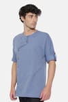 Mayank Modi - Men_Blue Malai Cotton Overlap Short Kurta  _Online_at_Aza_Fashions