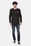 Buy_Mayank Modi - Men_Black Malai Cotton Short Kurta  _Online_at_Aza_Fashions