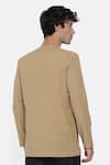 Shop_Mayank Modi - Men_Beige Malai Cotton Colorblock Panel Short Kurta  _at_Aza_Fashions