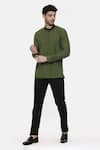 Buy_Mayank Modi - Men_Green Malai Cotton Plain Short Kurta  _at_Aza_Fashions