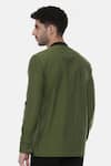 Shop_Mayank Modi - Men_Green Malai Cotton Plain Short Kurta  _at_Aza_Fashions