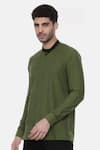 Buy_Mayank Modi - Men_Green Malai Cotton Plain Short Kurta  _Online_at_Aza_Fashions