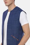 Mayank Modi - Men_Blue Linen Jacket  _at_Aza_Fashions