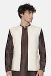 Buy_Mayank Modi - Men_Beige Silk Jacquard Nehru Jacket  _at_Aza_Fashions