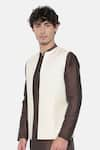 Buy_Mayank Modi - Men_Beige Silk Jacquard Nehru Jacket  _Online_at_Aza_Fashions