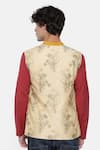 Shop_Mayank Modi - Men_Beige Chanderi Cotton Floral Print Bundi  _at_Aza_Fashions