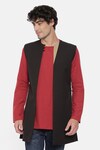 Buy_Mayank Modi - Men_Black Malai Cotton Longline Bundi _Online_at_Aza_Fashions