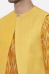 Mayank Modi - Men_Yellow Silk Cotton Pintuck Embroidered Nehru Jacket_at_Aza_Fashions