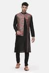 Buy_Mayank Modi - Men_Pink Silk Cotton Printed Floral Nehru Jacket _at_Aza_Fashions