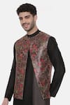 Buy_Mayank Modi - Men_Pink Silk Cotton Printed Floral Nehru Jacket _Online_at_Aza_Fashions