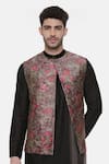 Shop_Mayank Modi - Men_Pink Silk Cotton Printed Floral Nehru Jacket _Online_at_Aza_Fashions