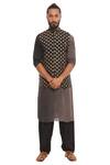 Buy_Masaba_Black Ombre Kurta With Kalash Motif Bundi And Salwar Pants_Online_at_Aza_Fashions