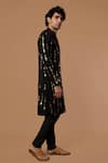 Masaba_Black Crepe Tribal Pillar Foil Print Kurta  _Online_at_Aza_Fashions