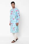 Buy_Masaba_Blue Chanderi Lotus Print Kurta_Online_at_Aza_Fashions