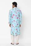 Shop_Masaba_Blue Chanderi Lotus Print Kurta_at_Aza_Fashions