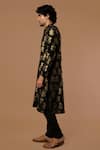 Buy_Masaba_Black Crepe Foil Print Tropical Floral Banana Kurta  _Online_at_Aza_Fashions