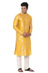 Masaba_Yellow Chanderi Foil Print Kurta _Online_at_Aza_Fashions