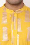 Masaba_Yellow Chanderi Foil Print Kurta _at_Aza_Fashions