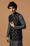 Masaba_Black Raw Silk Poppy Dew Print Bundi  _at_Aza_Fashions