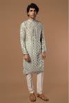 Buy_Masaba_Grey Crepe Teardrop Foil Print Kurta _at_Aza_Fashions