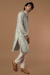 Masaba_Grey Crepe Teardrop Foil Print Kurta _Online_at_Aza_Fashions