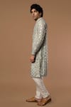 Buy_Masaba_Grey Crepe Teardrop Foil Print Kurta _Online_at_Aza_Fashions