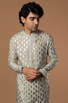 Masaba_Grey Crepe Teardrop Foil Print Kurta _at_Aza_Fashions