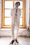 Buy_Masaba_White Bundi And Pant Raw Silk, Kurta Crepe Teardrop Foil Print & Set_at_Aza_Fashions