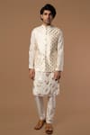 Masaba_White Raw Silk Teardrop Foil Print Bundi  _Online_at_Aza_Fashions