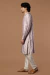 Buy_Masaba_Purple Raw Silk Fern Foil Print Kurta _Online_at_Aza_Fashions