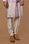 Shop_Masaba_Purple Raw Silk Periwinkle Foil Print Bundi And Kurta Set_Online_at_Aza_Fashions