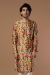 Buy_Masaba_Beige Raw Silk Autumn Bouquet Print Kurta_Online_at_Aza_Fashions