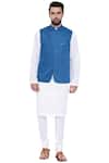 Buy_Mayank Modi - Men_Blue Mandarin Collar Nehru Jacket_Online_at_Aza_Fashions
