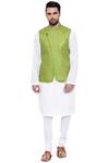 Buy_Mayank Modi - Men_Green Mandarin Collar Nehru Jacket_Online_at_Aza_Fashions