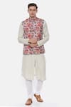 Buy_Mayank Modi - Men_Pink 100% Linen Printed Nehru Jacket  _Online_at_Aza_Fashions