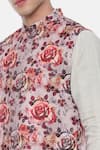 Shop_Mayank Modi - Men_Pink 100% Linen Printed Nehru Jacket  _Online_at_Aza_Fashions