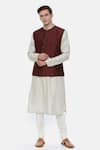 Buy_Mayank Modi - Men_Brown Silk Nehru Jacket  _Online_at_Aza_Fashions