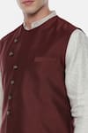 Shop_Mayank Modi - Men_Brown Silk Nehru Jacket  _Online_at_Aza_Fashions