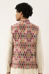 Shop_Mayank Modi - Men_Beige Chanderi Printed Bundi  _at_Aza_Fashions