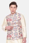 Mayank Modi - Men_Beige Mulmul Printed Ikat Bundi _Online_at_Aza_Fashions