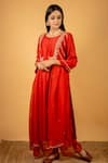 Buy_Priya Chaudhary_Red Chanderi Silk Kurta And Pant Set_Online_at_Aza_Fashions