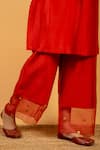 Priya Chaudhary_Red Chanderi Silk Kurta And Pant Set_at_Aza_Fashions