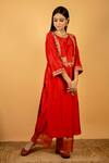 Priya Chaudhary_Red Chanderi Silk Kurta Set_Online_at_Aza_Fashions