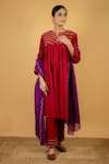 Buy_Priya Chaudhary_Maroon Chanderi Silk Anarkali Set_at_Aza_Fashions