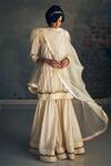 Shop_Shorshe Clothing_White Handwoven Tissue Striped Kurta And Sharara Set_at_Aza_Fashions