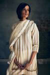 Buy_Shorshe Clothing_White Handwoven Tissue Striped Kurta And Sharara Set_Online_at_Aza_Fashions