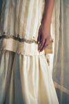 Shorshe Clothing_White Handwoven Tissue Striped Kurta And Sharara Set_at_Aza_Fashions