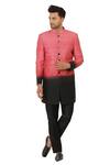 Buy_Manish Nagdeo_Black Art Silk Button Front Sherwani And Pant Set _at_Aza_Fashions