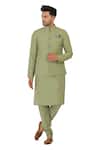 Buy_Manish Nagdeo_Green Cotton Silk Quilted Bundi And Kurta Set _at_Aza_Fashions